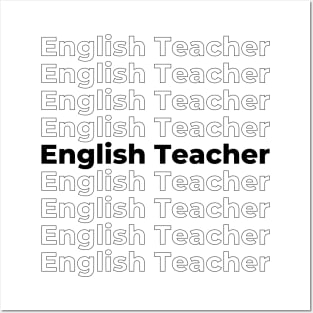 English Teacher - repeating black text Posters and Art